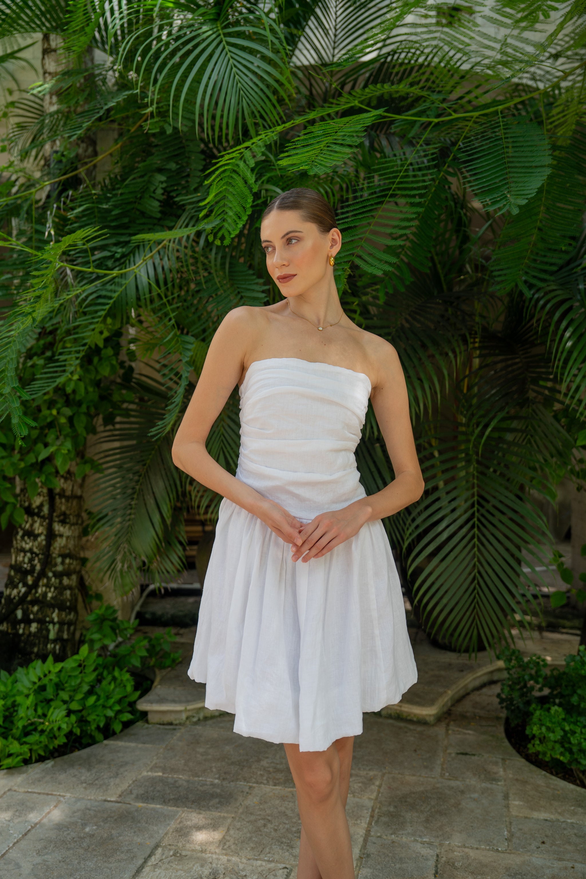 knee length dresses for ladies Samara Linen Maxi Dress Ivory / XL